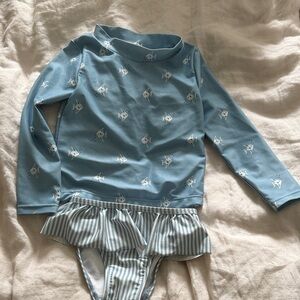 Carter's Light Blue Shark Print Two-Piece Rash Guard Swimsuit